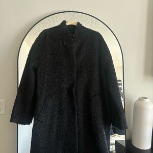 Black Eileen Fisher Faux Fur Coat